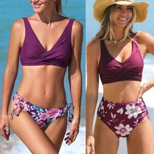 NWT Cupshe Lot of 2 Two Piece Swimsuit Cheeky 2-PC Bathing suits Swim Beach Sz M